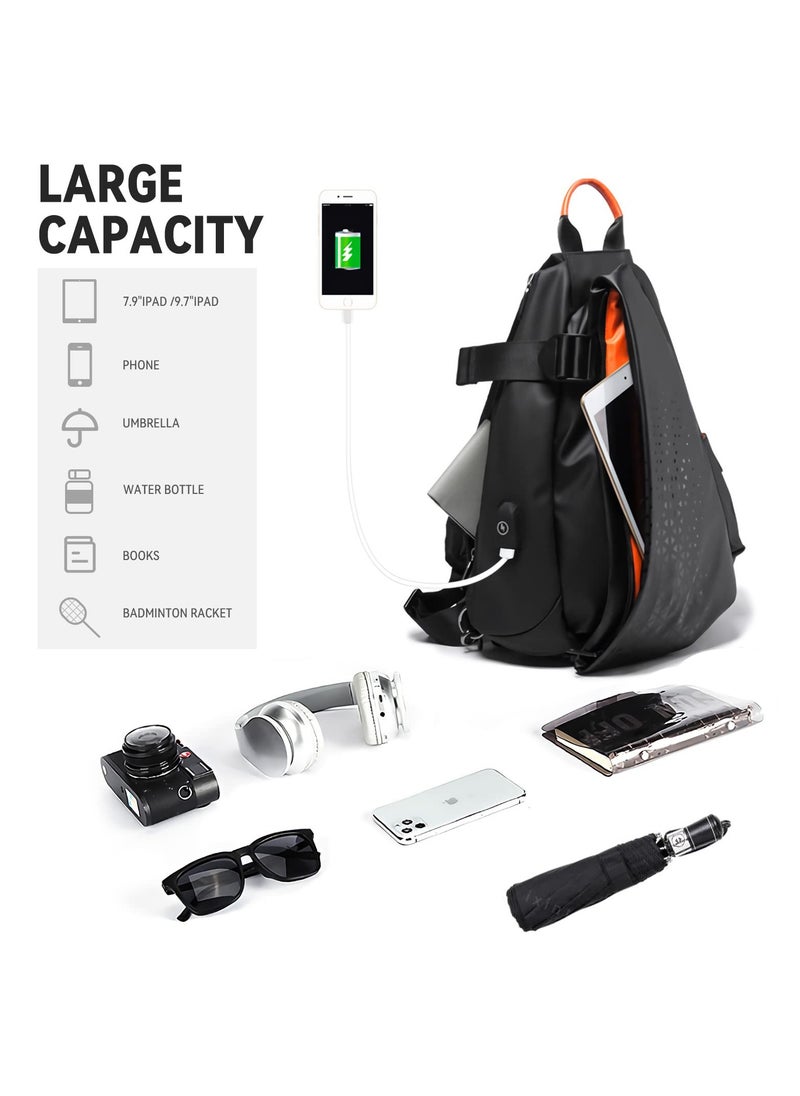 SYOSI - Anti-Theft Crossbody Sling Bag for Men Women,Small Backpack One Shoulder Bag, Chest Bag Sling Backpack Water Resistant(Black) - Image 1