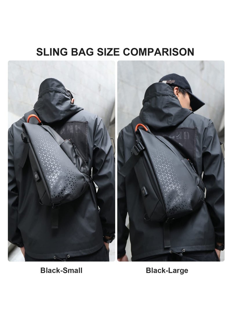 SYOSI - Anti-Theft Crossbody Sling Bag for Men Women,Small Backpack One Shoulder Bag, Chest Bag Sling Backpack Water Resistant(Black) - Image 1