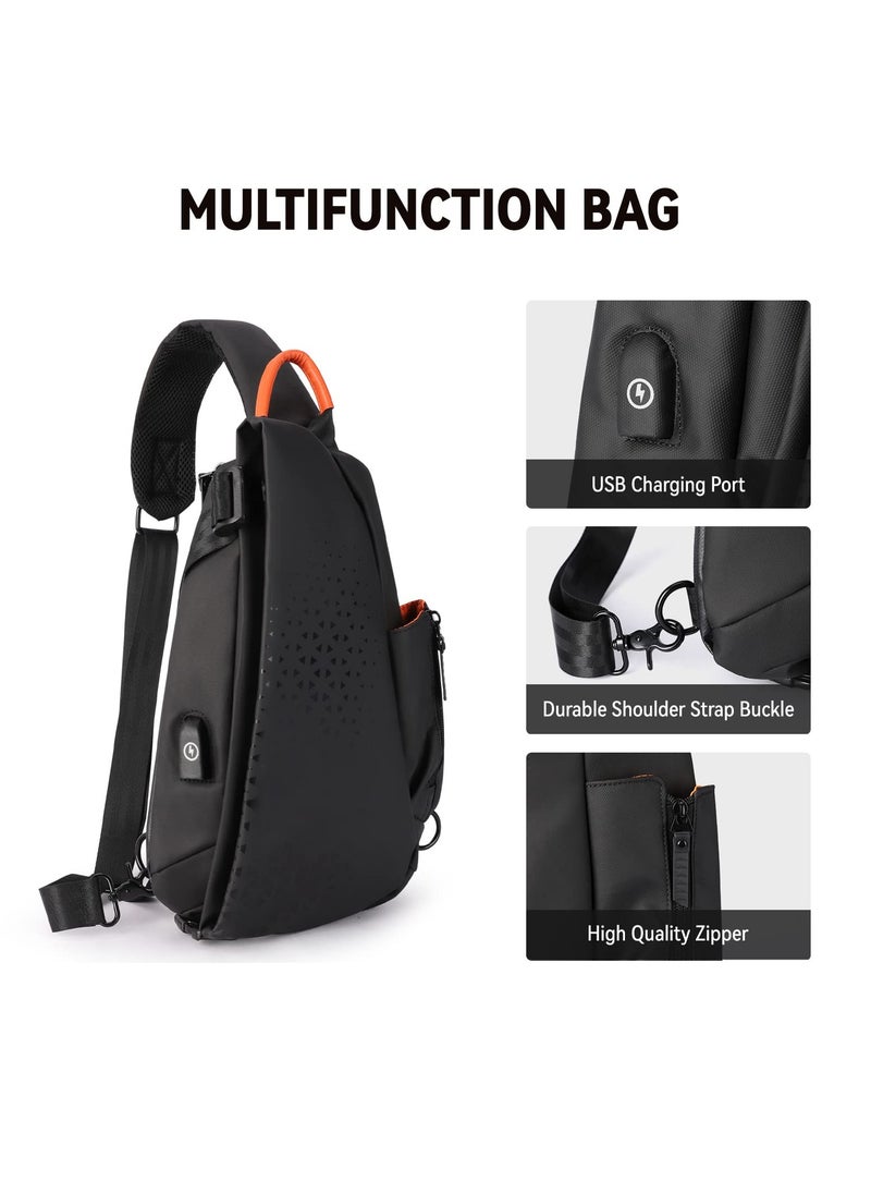 SYOSI - Anti-Theft Crossbody Sling Bag for Men Women,Small Backpack One Shoulder Bag, Chest Bag Sling Backpack Water Resistant(Black) - Image 1