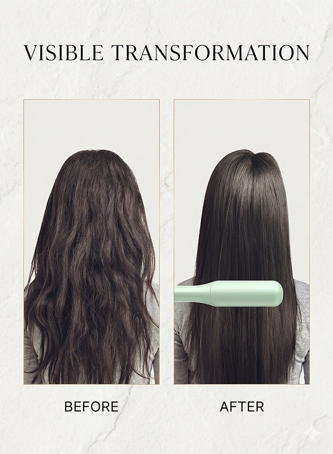 Ssovi 2-in-1 Hair Straightener Brush for Women, 20s Fast Heating Ceramic Electric Straightening Comb, Anti-Scald Anti-Frizz Heated Styler (Mint Green) - Image 3