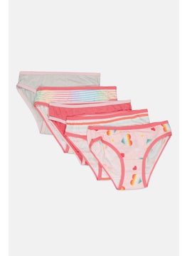 Levi's Kids Girl 5 Pack Striped Bikini Underwear, Pink  - Image 1