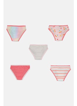 Levi's Kids Girl 5 Pack Striped Bikini Underwear, Pink  - Image 2