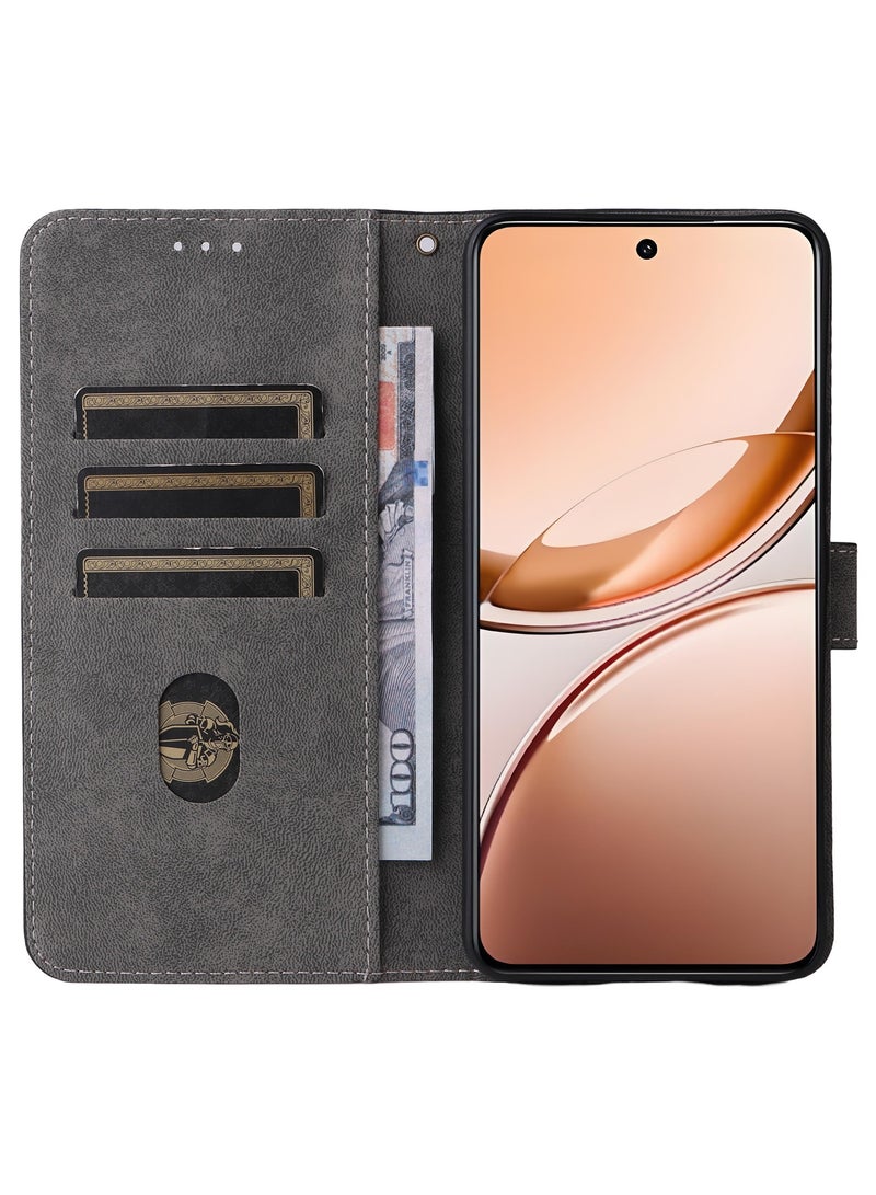 For Vivo V50 Lite Flip Cover with Detachable lanyard, PU Leather Full Body Protection Shockproof Flip Mobile Phone Case, RFID Anti-theft Brush Folio Wallet Case  - Image 5
