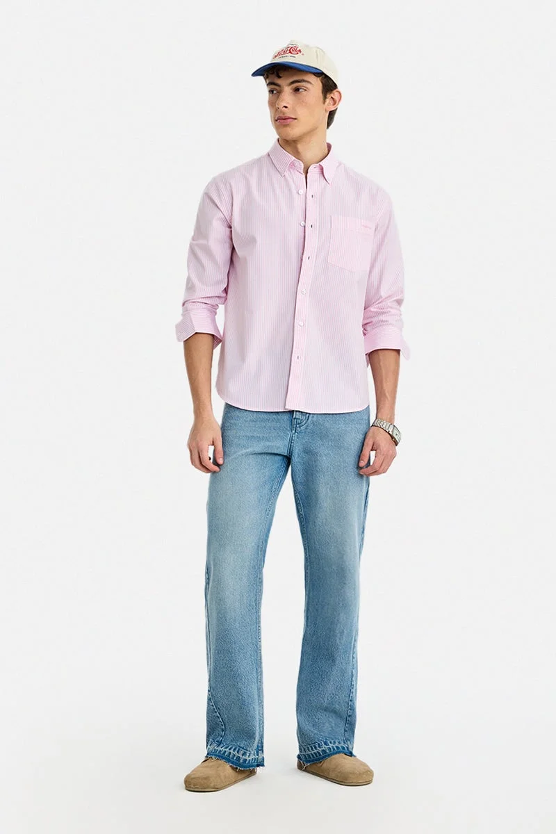 سنيتش Pink Striped Long Sleeve Regular Fit Shirt