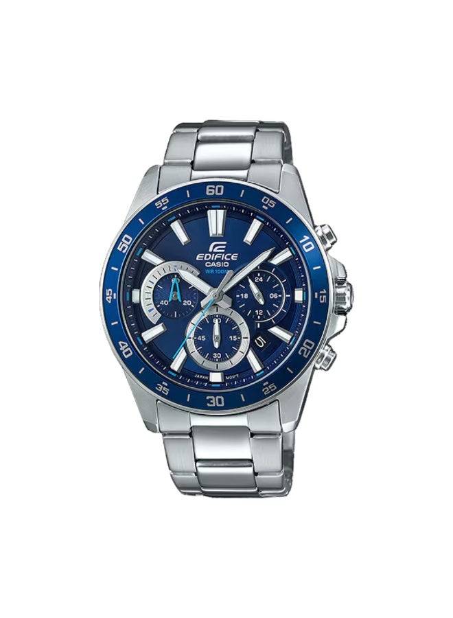 Casio Edifice EFV-570D-2AVUDF Men's Chronograph Watch, Blue Dial, Stainless Steel Band, 100M Water Resistant - Image 1
