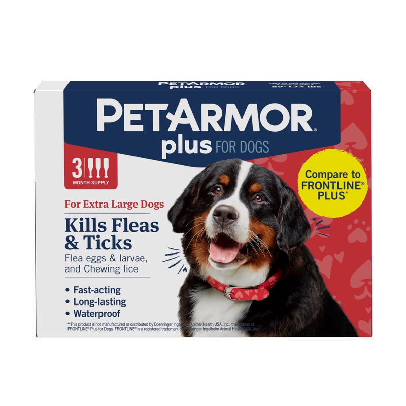 PetArmor Plus Flea and Tick Prevention for Dogs, X-Large Dog Flea and Tick Treatment, 3 Doses, Waterproof Topical, Fast Acting, For X-Large (89-132 lbs) - Image 1