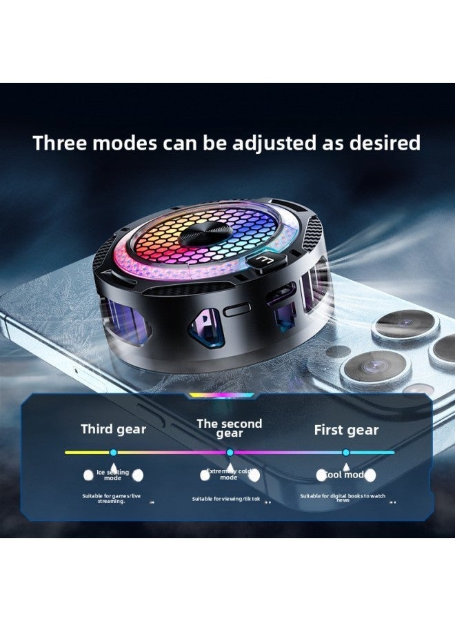 Mobile Phone Radiator Mute Semiconductor Magnetic Tablet Cooling Artifact Refrigeration Live Electric Competition Universal Game Essential-Color:【standard Version】 Sr09 Black + Three-speed Adjustment - Image 3