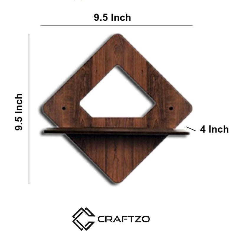 CRAFTZO رفوف كرافتزو الجدارية لغرفة المعيشة رف MDF أنيق قائم بذاته لغرفة المعيشة وغرفة النوم والمطبخ مجموعة من 4 رفوف مستطيلة بنية - Image 2