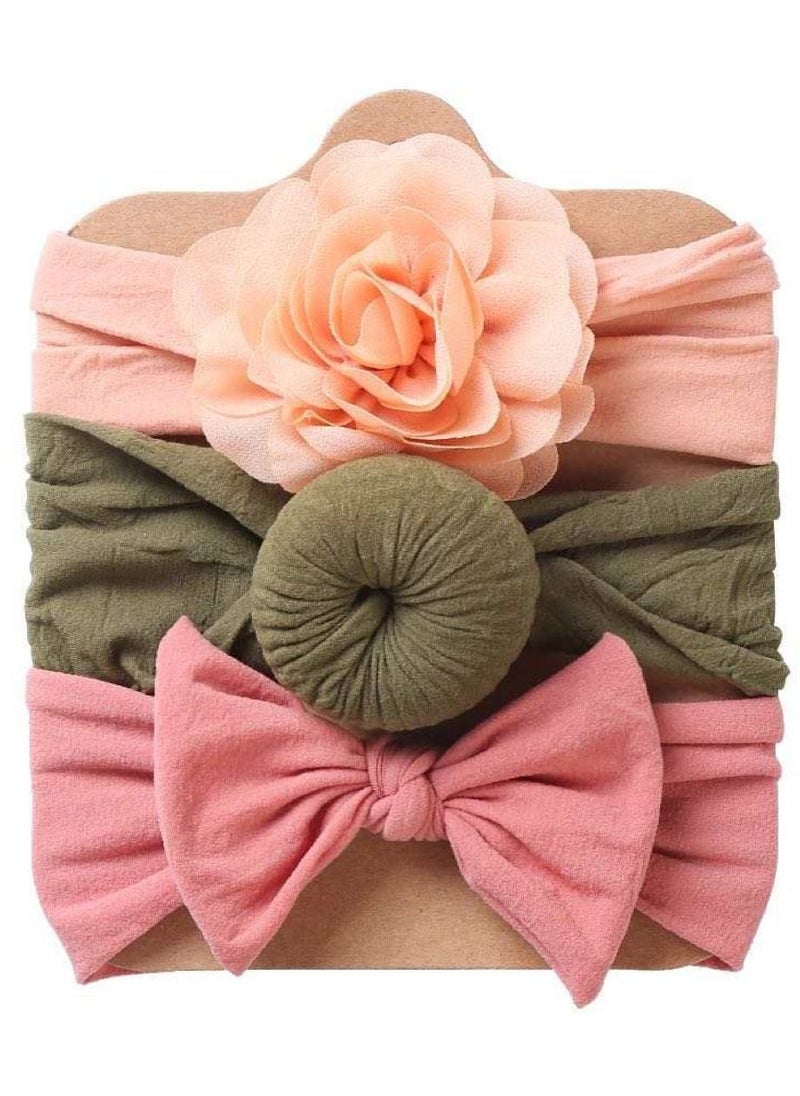 The Girl Cap The Girl Cap Elastic Baby Headband Stretchable Nylon Assorted Hairbands for Baby Orange, Green, Peach  - Image 1