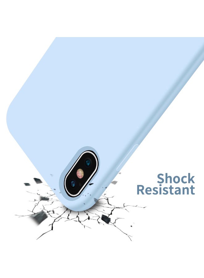 جراب متوافق مع iPhone Xs Max مقاس 6.5 بوصة، جراب هاتف نحيف من السيليكون السائل بأربع طبقات من المطاط الهلامي الناعم المقاوم للصدمات مع بطانة من الألياف الدقيقة المضادة للخدش (أزرق فاتح) - Image 3