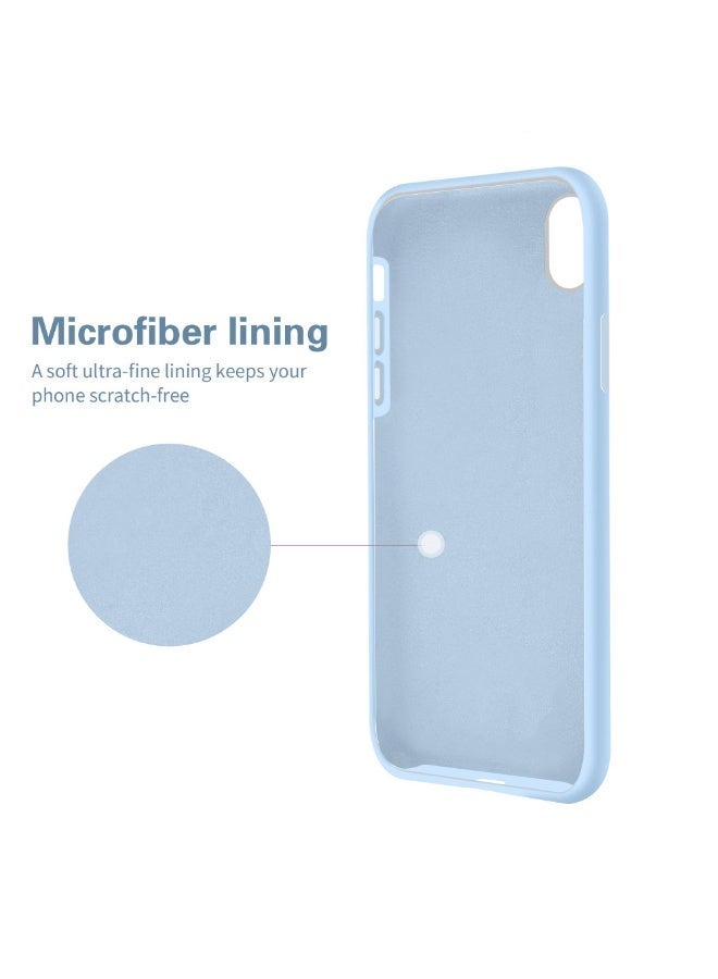 جراب متوافق مع iPhone Xs Max مقاس 6.5 بوصة، جراب هاتف نحيف من السيليكون السائل بأربع طبقات من المطاط الهلامي الناعم المقاوم للصدمات مع بطانة من الألياف الدقيقة المضادة للخدش (أزرق فاتح) - Image 5