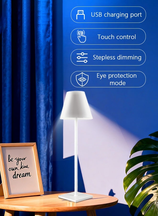 Cordless Table Lamp LED Desk Lamp，Portable LED Desk Lamp, 1200mAh Battery Operated, 3 Color Stepless Dimming Up, for Restaurant/Bedroom/Bars/Outdoor Party/Camping/Coffee Shop Atmosphere Night Light(White) - Image 5
