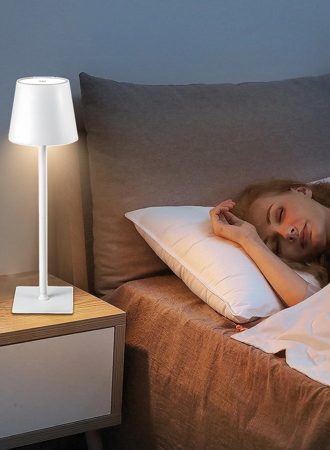 Cordless Table Lamp LED Desk Lamp，Portable LED Desk Lamp, 1200mAh Battery Operated, 3 Color Stepless Dimming Up, for Restaurant/Bedroom/Bars/Outdoor Party/Camping/Coffee Shop Atmosphere Night Light(White) - Image 2