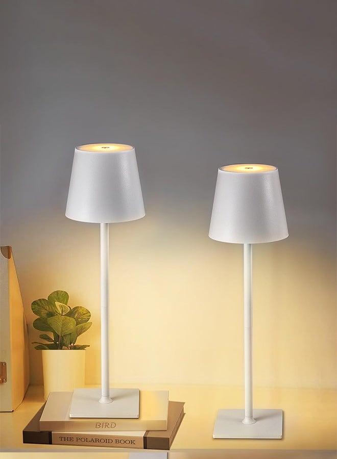 Cordless Table Lamp LED Desk Lamp，Portable LED Desk Lamp, 1200mAh Battery Operated, 3 Color Stepless Dimming Up, for Restaurant/Bedroom/Bars/Outdoor Party/Camping/Coffee Shop Atmosphere Night Light(White) - Image 4