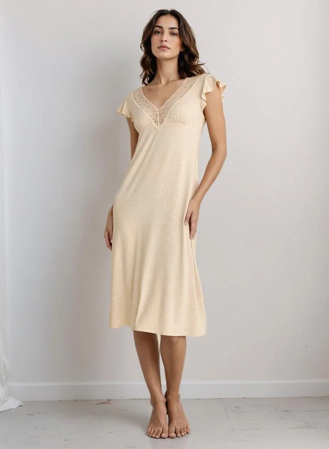 Splash FAV Midi Night Dress with Lace Trim