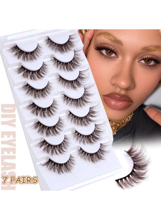 لاشز إم دي رموش صناعية بنية طبيعية - رموش صناعية سداسية الأبعاد بمظهر طبيعي ورقيق، قابلة لإعادة الاستخدام، عبوة من 7 أزواج. - Image 1