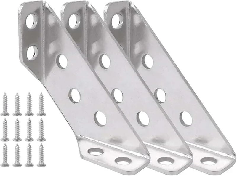 Stainless Steel Angle Brackets 20PCS With Screws For Cabinet Closet Furniture Shelves - Image 2