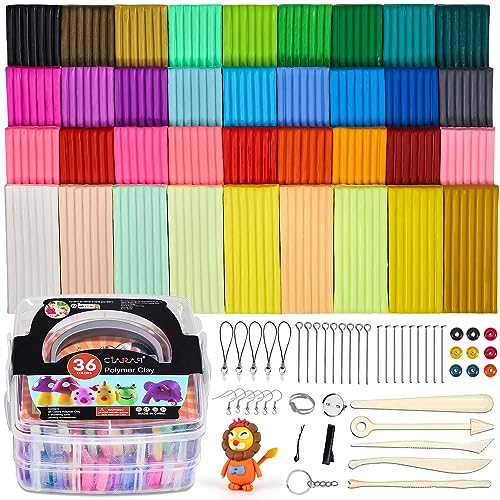 CiaraQ Polymer Clay Starter kit, Oven Bake Modeling Clay with Sculpting Tools, 36 colors, 1oz/block, 2.68 lbs - Image 1