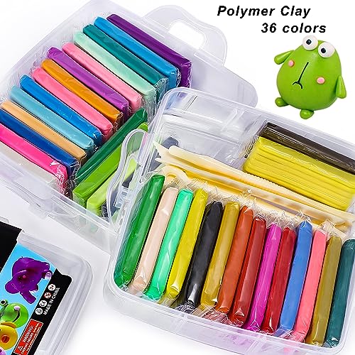 CiaraQ Polymer Clay Starter kit, Oven Bake Modeling Clay with Sculpting Tools, 36 colors, 1oz/block, 2.68 lbs - Image 2