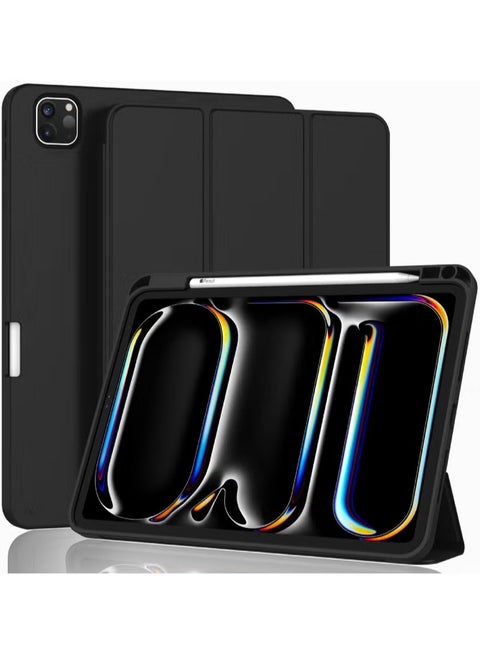 Case for iPad Pro 13 Inch Case M5 2025/ M4 2024, Smart Cover iPad Pro M5 M4 Case 13 Inch with Pencil Holder [Support Pencil Pro and Pencil (USB-C)] Support Touch ID and Auto Wake/Sleep Cover for iPad Pro 13 Inch Black