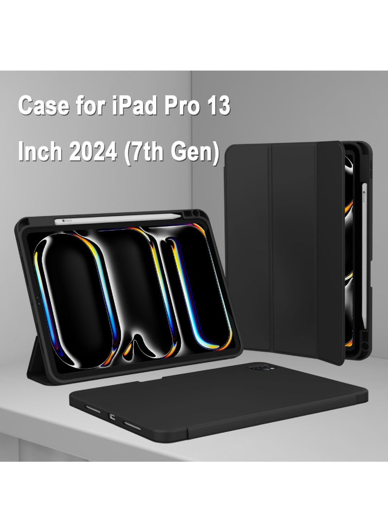 Rock Pow - Cover Case for iPad Pro 13 Inch M4 2024 Case with Pencil Holder 2024 (M4/7th Gen), 2024 iPad Pro M4 13 Inch Case [Support Pencil Pro and Pencil (USB-C)] Support Touch ID and Auto Wake/Sleep - Image 1