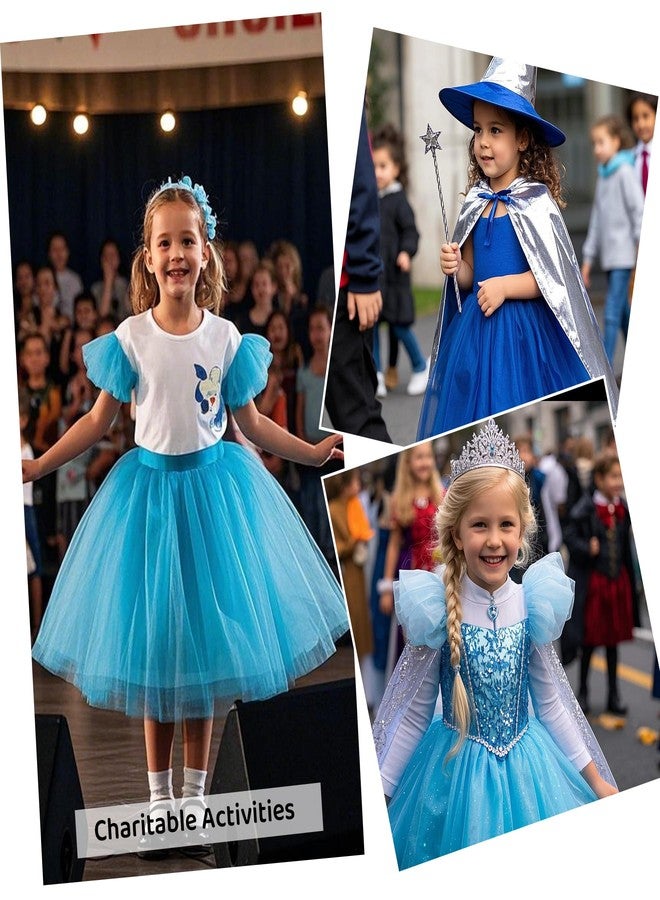 Zando Royal Blue Tutu Girls Blue Tutu for Toddler Girls Kids 4 Layers 2-8 Years Princess Halloween Costume Cosplay Birthday Puffy Tulle Elastic Waist Dance Skirt Party Dress up Affordable Soft - Image 3