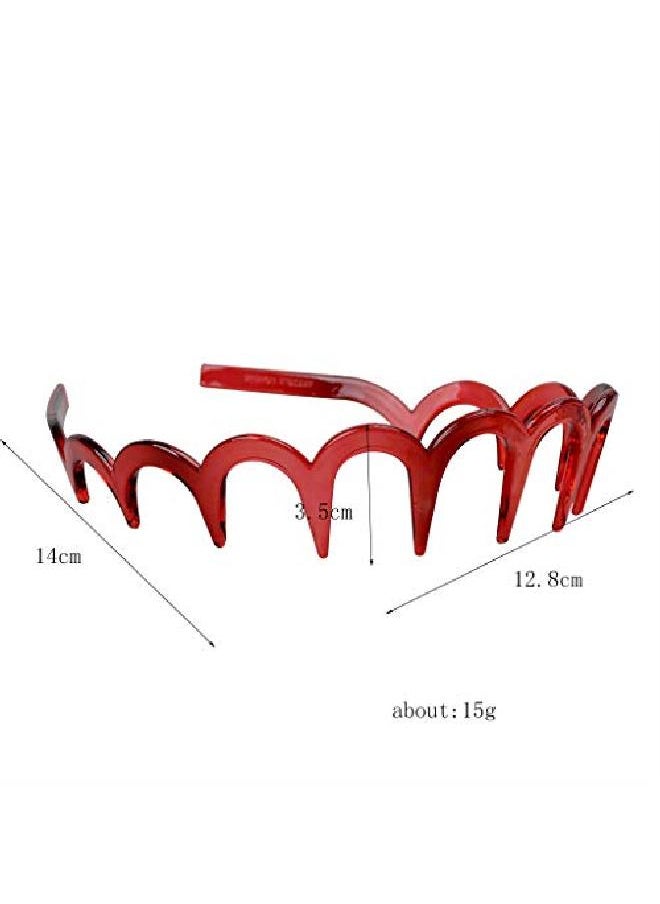 Suoirblss - 2Pcs Women Comfortable Shark Tooth Comb Headband Hair Band U Toothed Headband Lady Hair Accessory (Red + Black) - Image 1