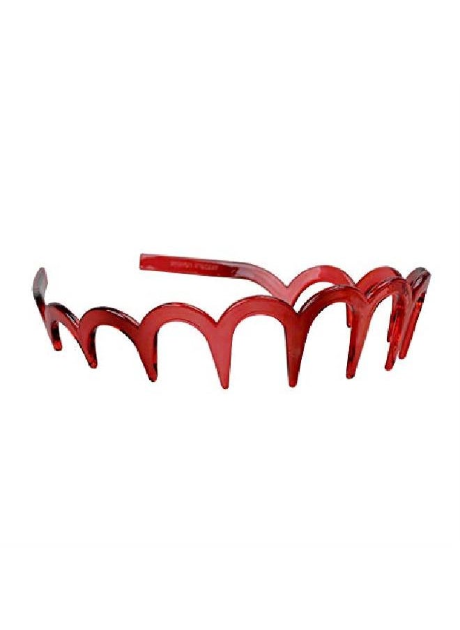 Suoirblss - 2Pcs Women Comfortable Shark Tooth Comb Headband Hair Band U Toothed Headband Lady Hair Accessory (Red + Black) - Image 1