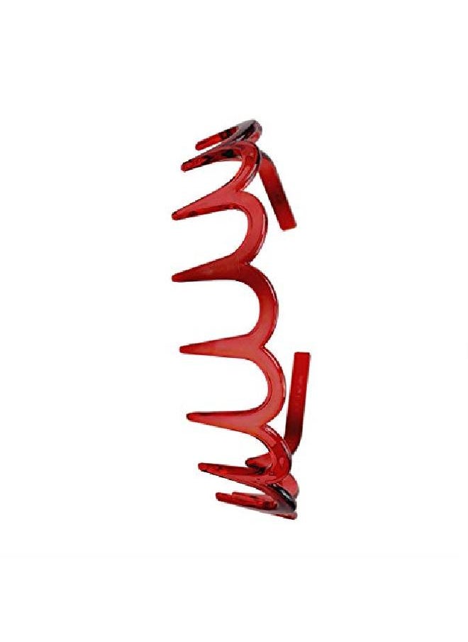 Suoirblss - 2Pcs Women Comfortable Shark Tooth Comb Headband Hair Band U Toothed Headband Lady Hair Accessory (Red + Black) - Image 1