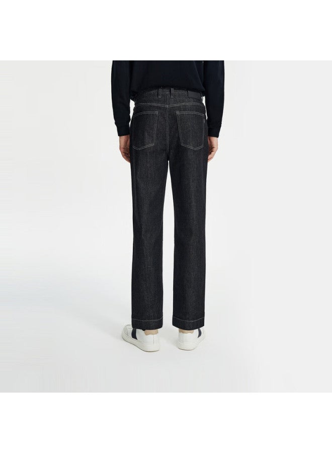 Goldlion [color-fast Denim Autumn/winter Men's Jeans, Black Denim, Elastic Straight-leg Casual Trousers, Size 33 - Image 1
