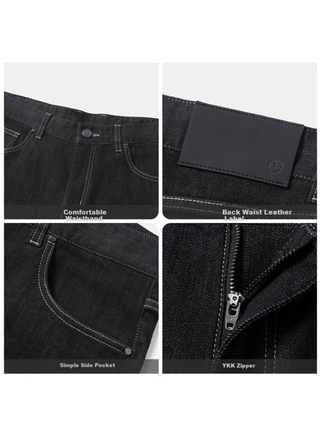 Goldlion [color-fast Denim Autumn/winter Men's Jeans, Black Denim, Elastic Straight-leg Casual Trousers, Size 33 - Image 3