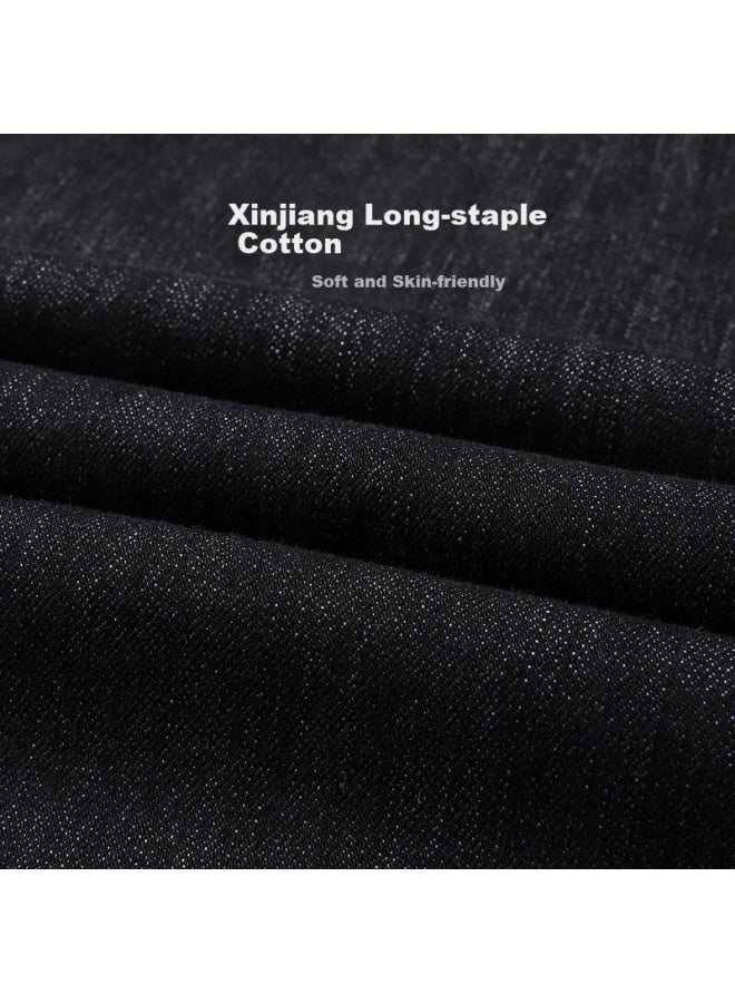 Goldlion [color-fast Denim Autumn/winter Men's Jeans, Black Denim, Elastic Straight-leg Casual Trousers, Size 33 - Image 2