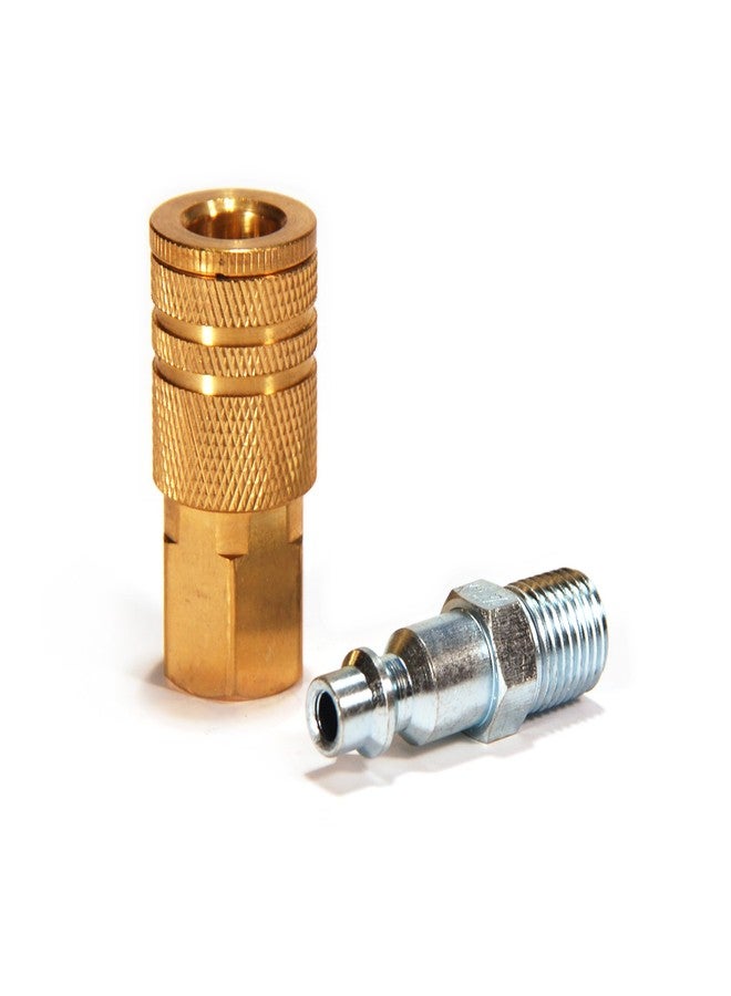 Primefit IK1001-2 1/4-Inch Industrial Brass Coupler Set with Male Plug, 2-Piece - Image 1