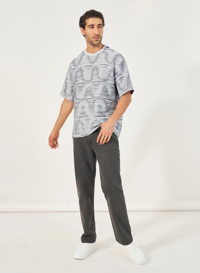 Styli Striped Wave Knit Boxy T-Shirt  - Image 2