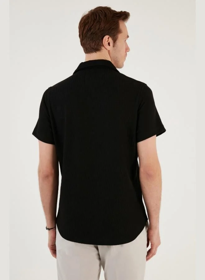 Buratti  Buratti Cotton Blend Apache Collar Short Sleeve Regular Fit Shirt Men's SHIRT CF24S115882 for Men | Best Price UAE