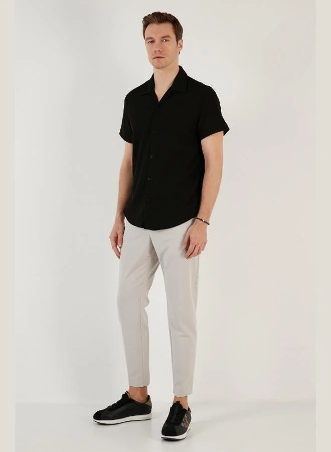 Buratti  Buratti Cotton Blend Apache Collar Short Sleeve Regular Fit Shirt Men's SHIRT CF24S115882 for Men | Best Price UAE