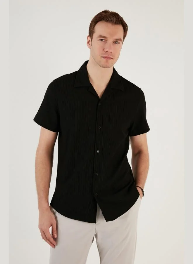 Buratti  Buratti Cotton Blend Apache Collar Short Sleeve Regular Fit Shirt Men's SHIRT CF24S115882 for Men | Best Price UAE
