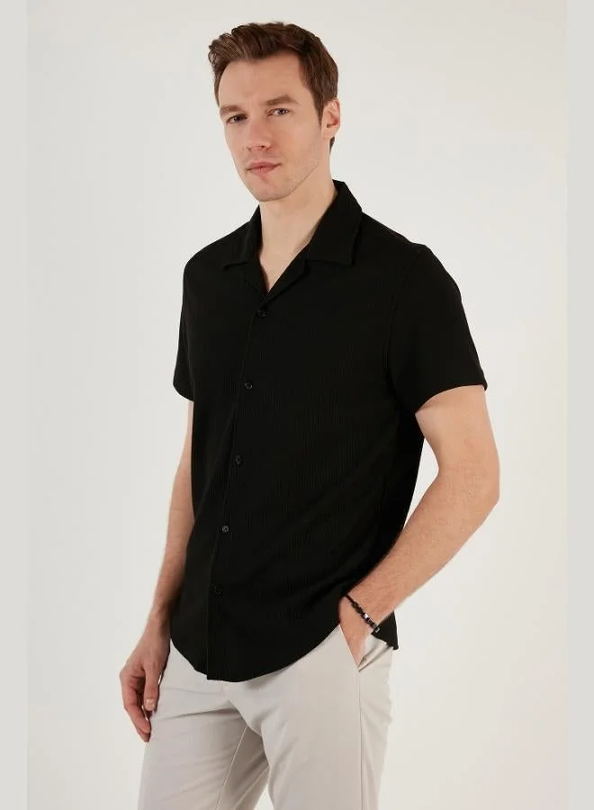 Buratti  Buratti Cotton Blend Apache Collar Short Sleeve Regular Fit Shirt Men's SHIRT CF24S115882 for Men | Best Price UAE