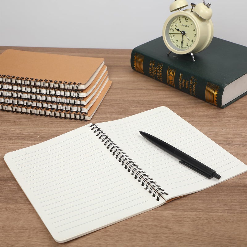 miikoul 60 Packs A5 Spiral Lined Notebooks, Kraft Paper Cover, 8.3"Ã—5.5", 60 Sheets/120 Pages, Ruled Notebooks Bulk, Hardcover Journal Notepad Travel Notebooks for Office and Back to School Supplies - Image 5