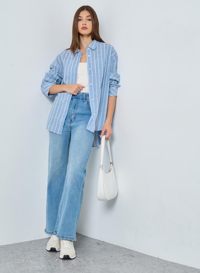 Styli Blue Striped Long Sleeve Shirt - Image 2