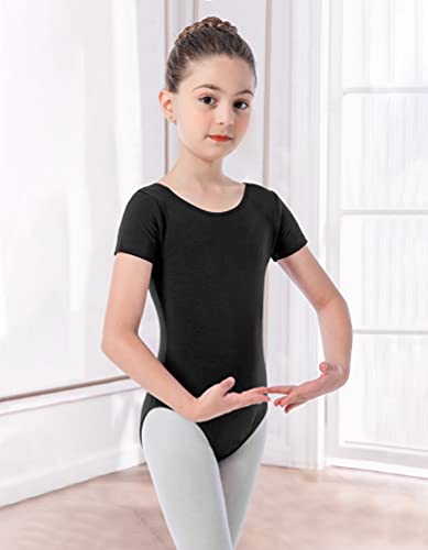 MOLLDAN Girls Dance Ballet Leotards Short Sleeve Criss Cross Straps Back(2QT5027-06-XXL) - Image 2