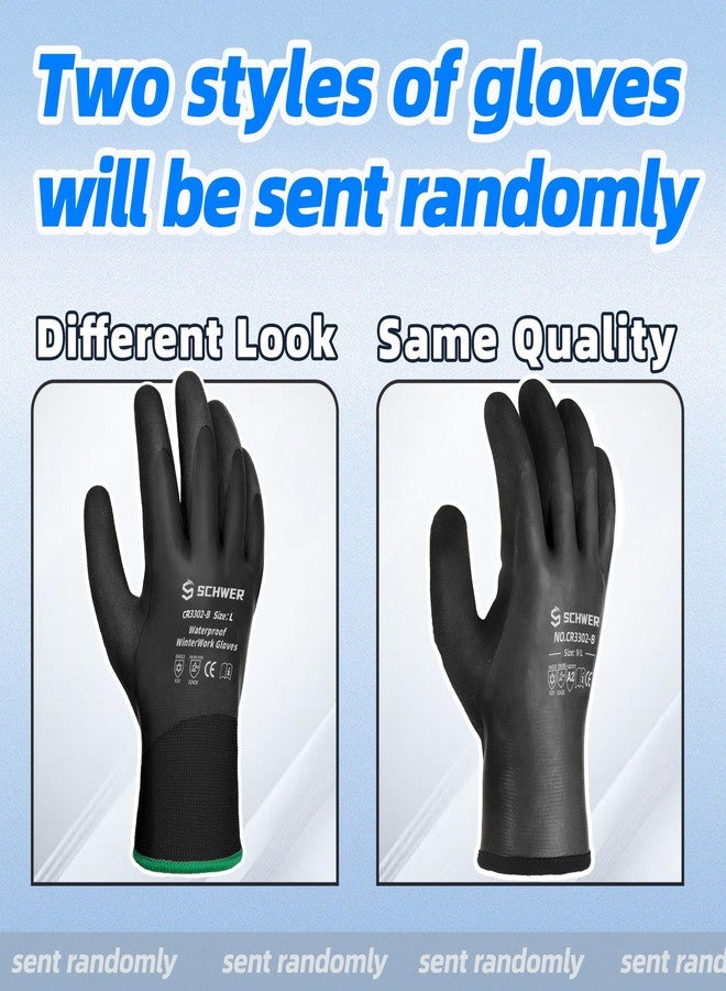 Schwer 2 Pairs Waterproof Work Gloves with Insulated Double Latex Coated, Super Grip for Gardening, Car and Fish Cleaning (L) - Image 2