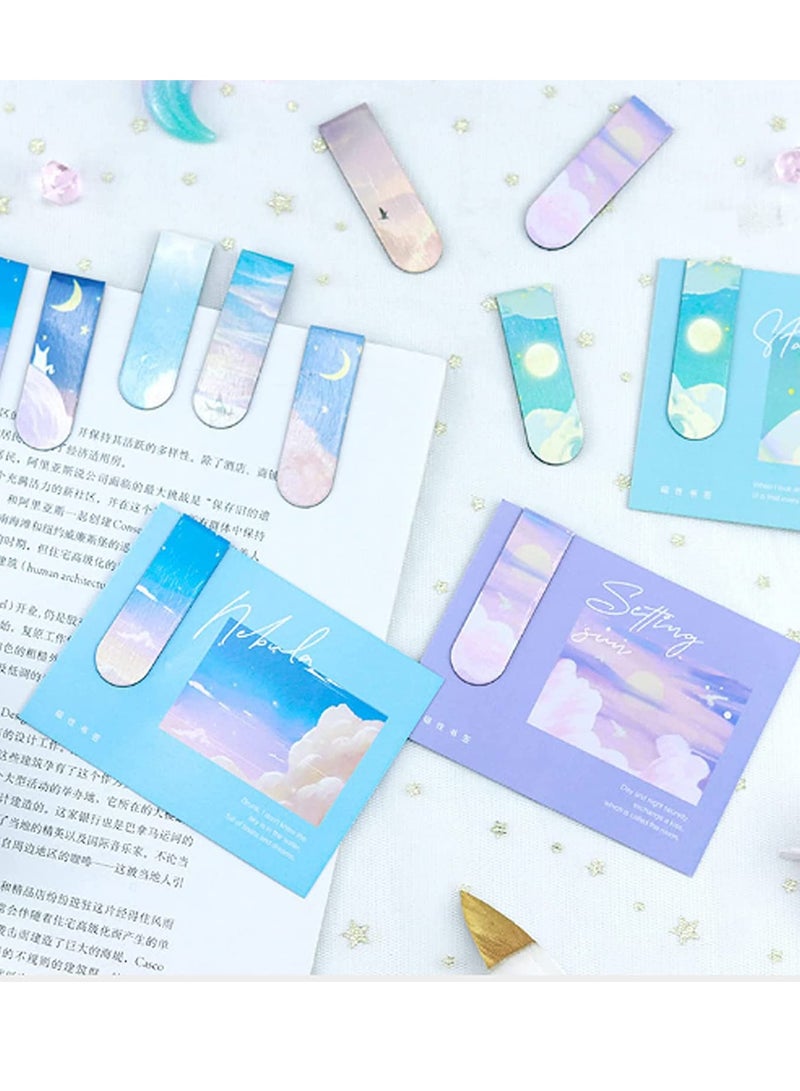 8 Pieces Magnet Magnetic Bookmarks, Backplane Included,  Markers, Magnetic  Clips Bookmark, Starry Sky Oil Painting, Personalized Bookmark, for Students Teachers, Office Supplies - Image 3