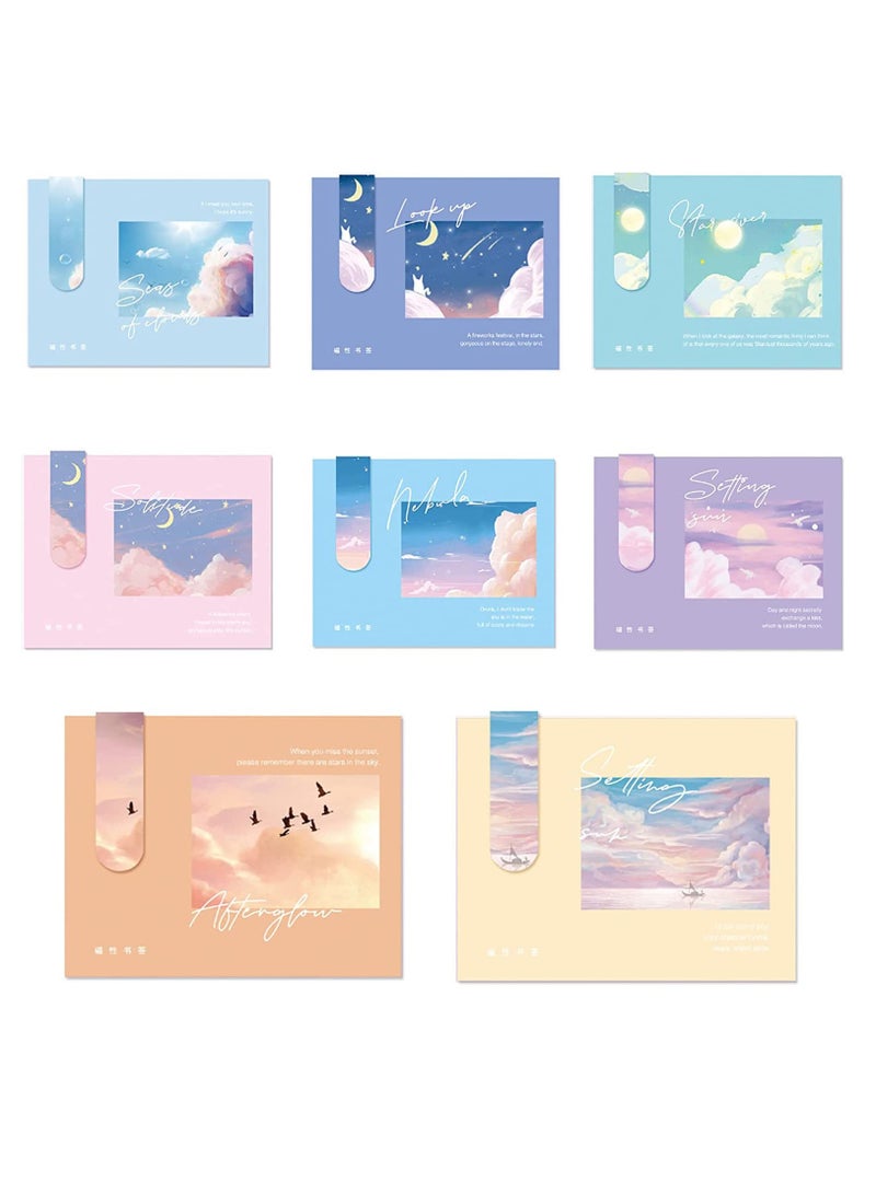 8 Pieces Magnet Magnetic Bookmarks, Backplane Included,  Markers, Magnetic  Clips Bookmark, Starry Sky Oil Painting, Personalized Bookmark, for Students Teachers, Office Supplies - Image 1