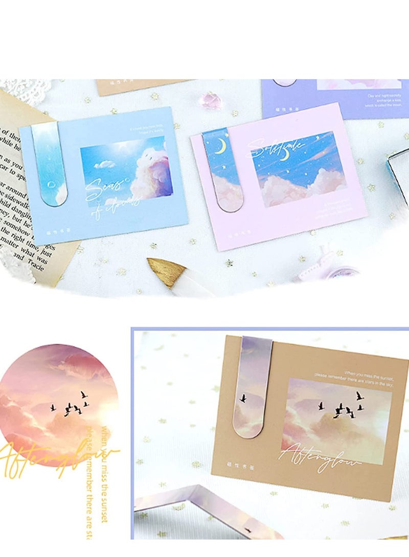 8 Pieces Magnet Magnetic Bookmarks, Backplane Included,  Markers, Magnetic  Clips Bookmark, Starry Sky Oil Painting, Personalized Bookmark, for Students Teachers, Office Supplies - Image 5