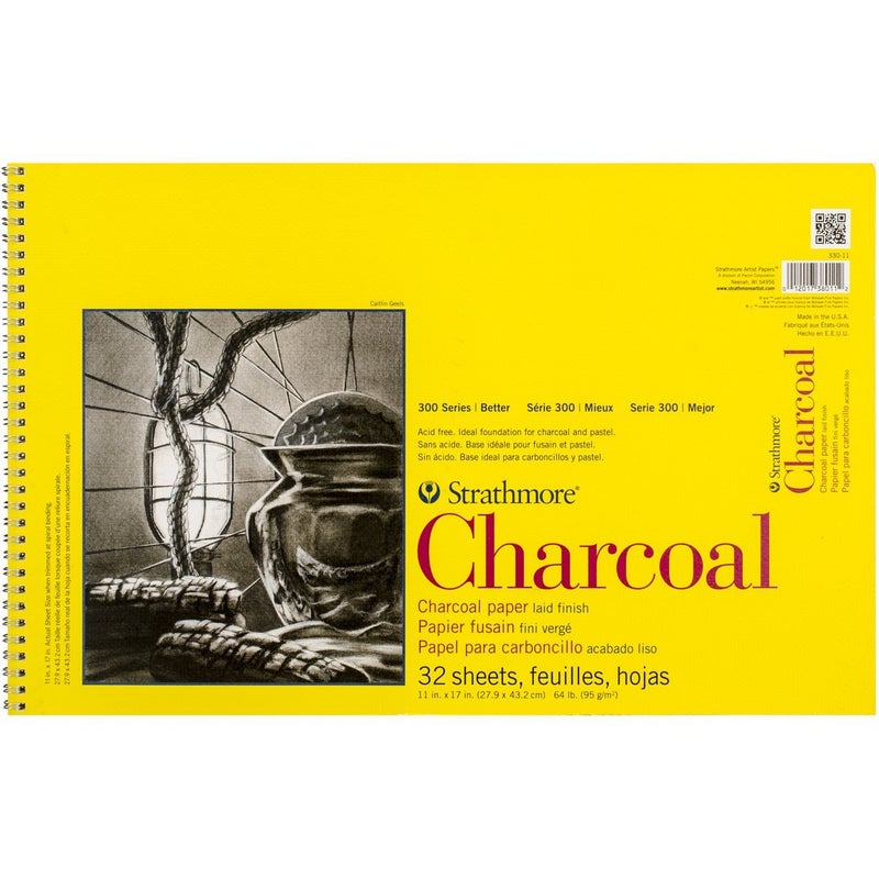 Strathmore 300 Series Charcoal Paper Pad, Top Wire Bound, 11x17 inches, 32 Sheets (64lb/95g) - Artist Paper for Adults and Students - Charcoal and Pastel - Image 1