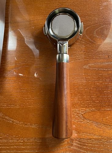 Joytata 58mm Bottomless Portafilter Fits E61 Grouphead Espresso Machine Stainless Steel Naked Portafilter Along with Espresso Filter Basket Coffee Bottomless Handle-Wooden - Image 2