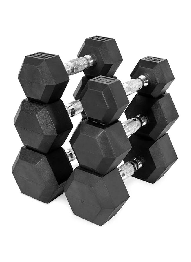 Miracle Fitness Miracle Fitness Hex Rubber Dumbbell - 2 Pieces / 15kg - 7.5 kg Set  - Image 3