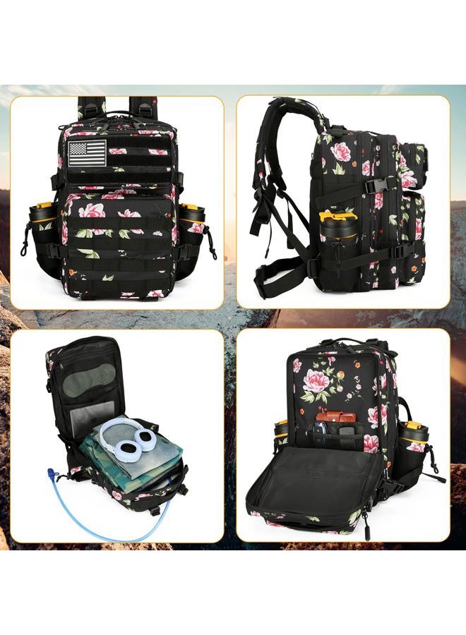 Lovelinks21 25L Tactical Military Backpack Small Travel Backpack for Men and Women Assault Pack Bug Out Bag Molle Daypack Gym Backpack with Bottle Holder (Peony) - Image 3