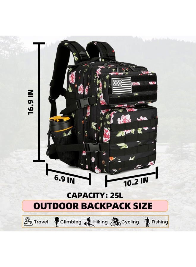 Lovelinks21 25L Tactical Military Backpack Small Travel Backpack for Men and Women Assault Pack Bug Out Bag Molle Daypack Gym Backpack with Bottle Holder (Peony) - Image 2